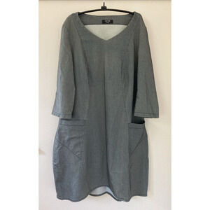 Tomo Germany Modern Sheath Lagenlook Pockets Tunic Cotton Stretch Dress L XL 40"